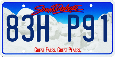SD license plate 83HP91