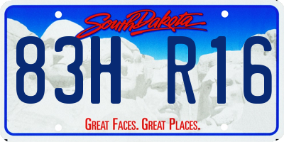 SD license plate 83HR16