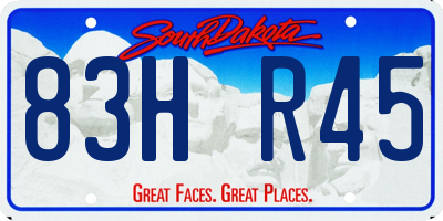SD license plate 83HR45