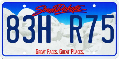 SD license plate 83HR75