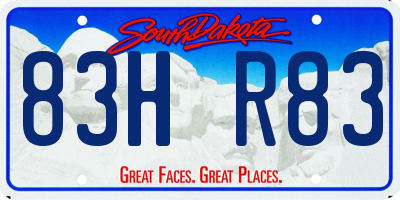 SD license plate 83HR83