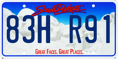 SD license plate 83HR91
