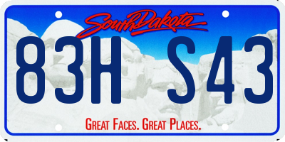 SD license plate 83HS43