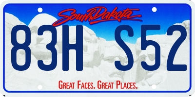 SD license plate 83HS52