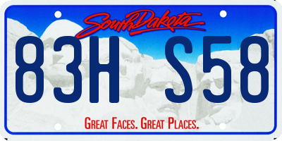 SD license plate 83HS58