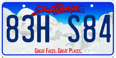 SD license plate 83HS84