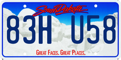 SD license plate 83HU58
