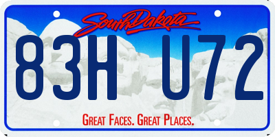 SD license plate 83HU72