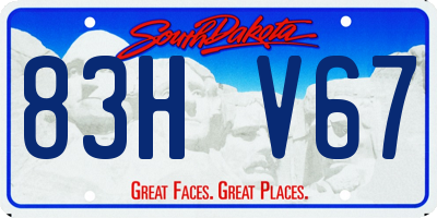 SD license plate 83HV67