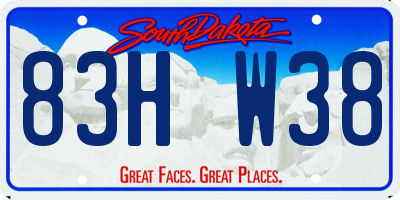 SD license plate 83HW38
