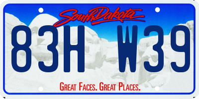 SD license plate 83HW39