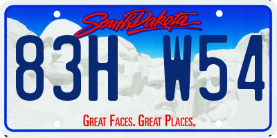 SD license plate 83HW54
