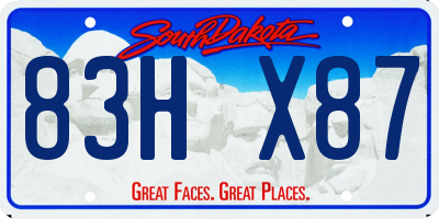 SD license plate 83HX87
