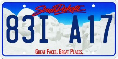 SD license plate 83IA17