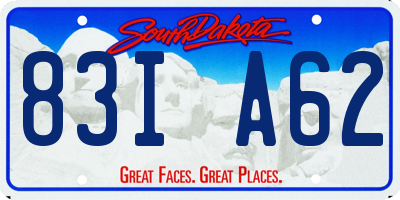 SD license plate 83IA62