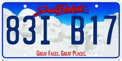SD license plate 83IB17