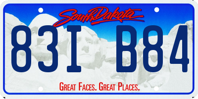SD license plate 83IB84
