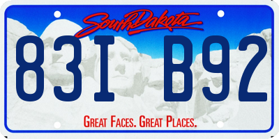 SD license plate 83IB92