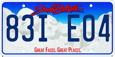 SD license plate 83IE04