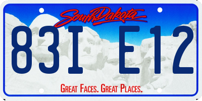 SD license plate 83IE12