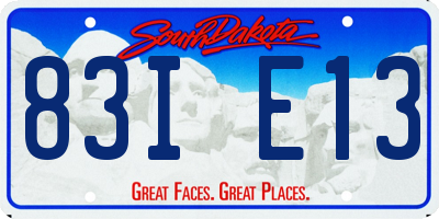 SD license plate 83IE13