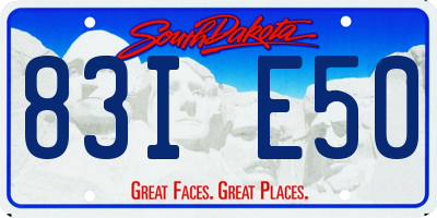 SD license plate 83IE50