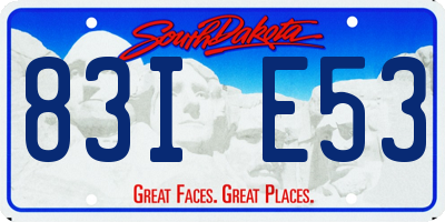 SD license plate 83IE53