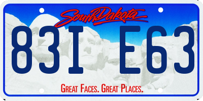 SD license plate 83IE63