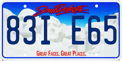 SD license plate 83IE65