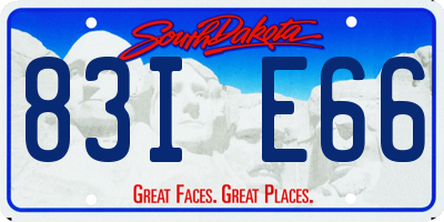 SD license plate 83IE66