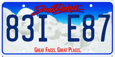 SD license plate 83IE87