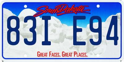 SD license plate 83IE94