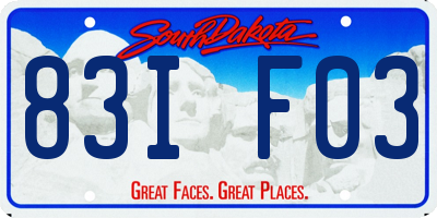 SD license plate 83IF03