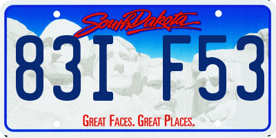 SD license plate 83IF53
