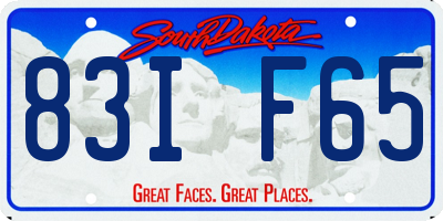 SD license plate 83IF65