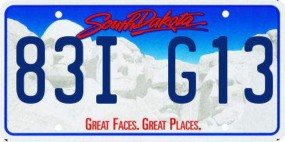 SD license plate 83IG13