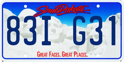 SD license plate 83IG31