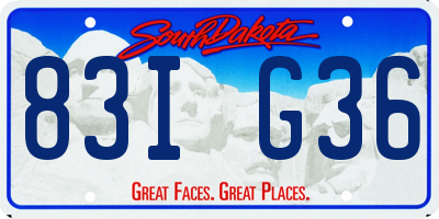 SD license plate 83IG36
