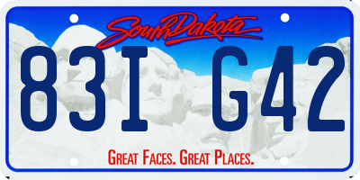 SD license plate 83IG42