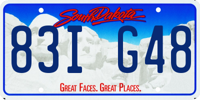 SD license plate 83IG48