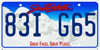 SD license plate 83IG65
