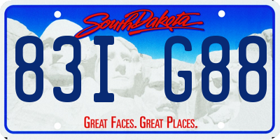 SD license plate 83IG88