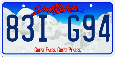 SD license plate 83IG94