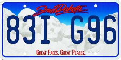 SD license plate 83IG96