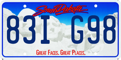 SD license plate 83IG98