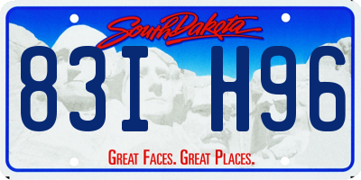 SD license plate 83IH96