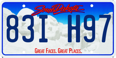 SD license plate 83IH97