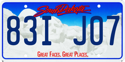 SD license plate 83IJ07