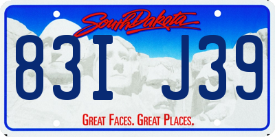 SD license plate 83IJ39