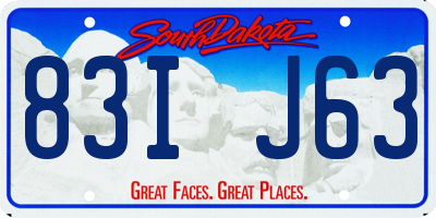 SD license plate 83IJ63